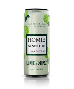 Homie Synbiotic sabor lima y menta, lata de 330 ml